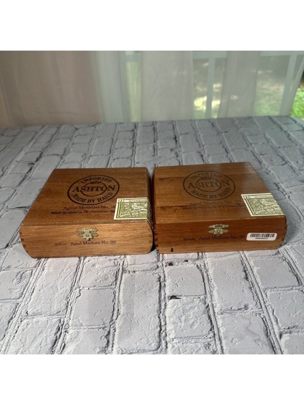 Lot Of 2 Empty Wooden Cigar Box Ashton Aged Maduro No. 20 6.75”x 6”x 2.5”